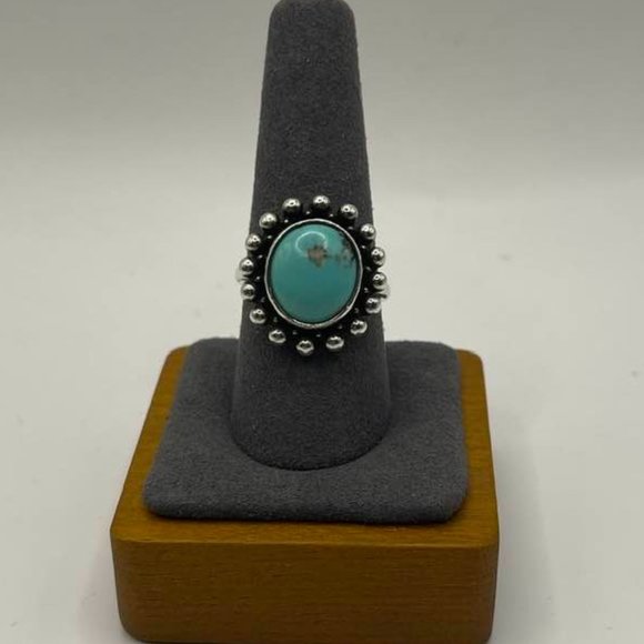 James Avery Retired Design Large Oval Turquoise Santorini Silver Ring - Picture 4 of 16